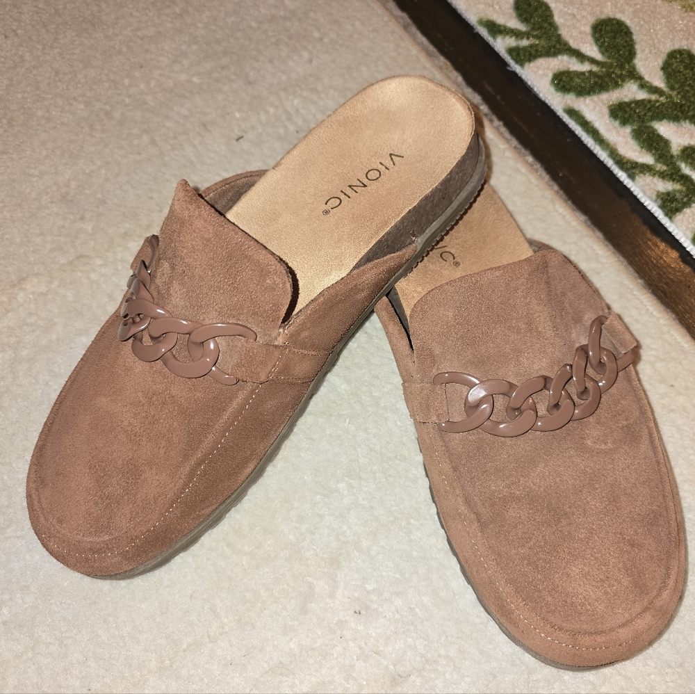 Vionic Georgie Mule Brown Tan Chesnut Suede Women's Clogs 9.5 Orthopedic Shoes - Picture 8 of 12